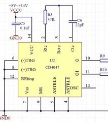 8RC at pin10 and pin11 f 14. . Cd4047 frequency formula